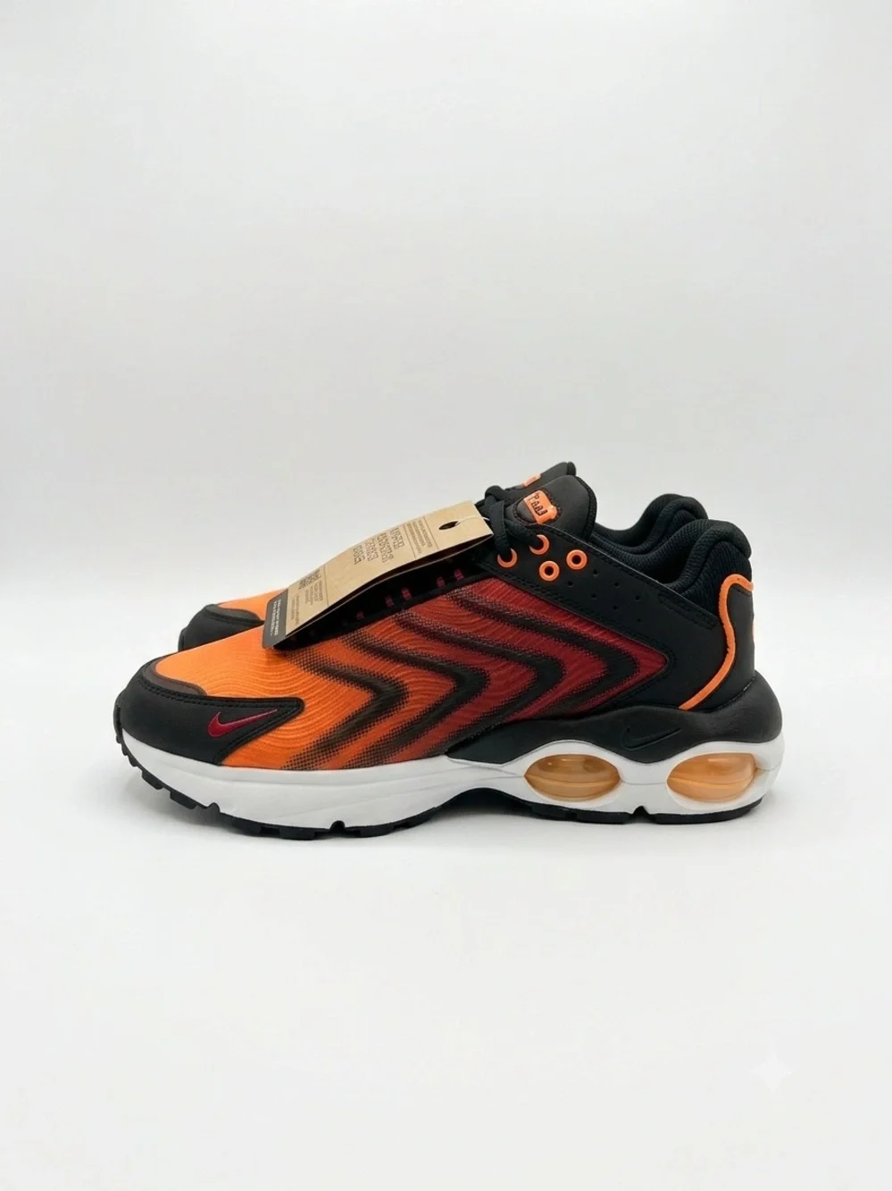 Nike Orange and Black Men's Athletic Sneakers with Visible Air